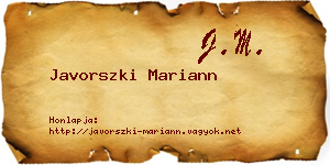 Javorszki Mariann névjegykártya